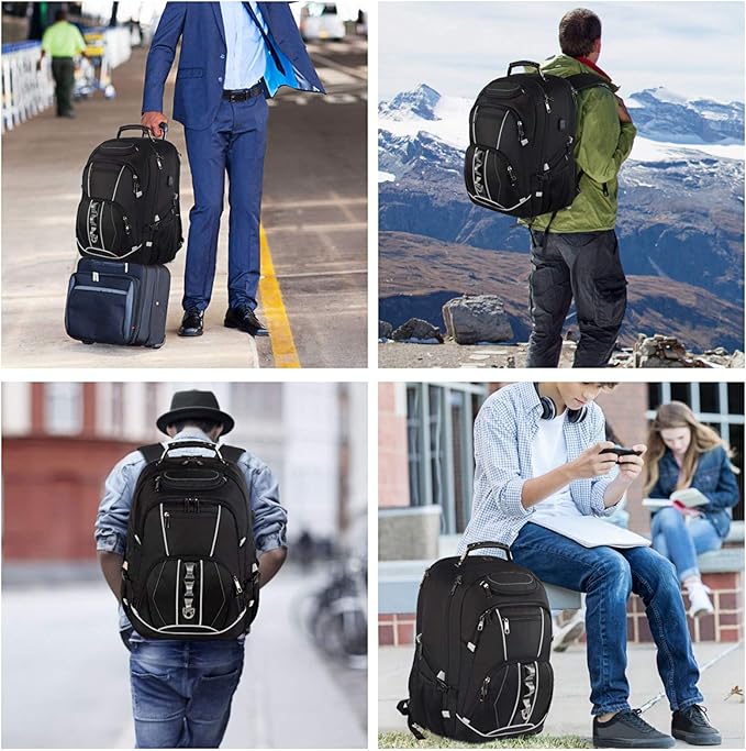 18.4 inch Gaming Laptop Backpacks with USB Charging Port, Big Capacity TSA Friendly RFID Anti Theft Pocket College Heavy Duty Computer Work bag for Men