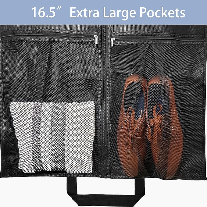 43" Heavy Duty Garment Bags Suit Bags Travel, Suit Holder for Hanging Clothes Storage, 6" Gussetes with Pockets and 2 Carry Handles, Clothes Cover for Coat, Dress, Jacket, Shirts, 3 Pack