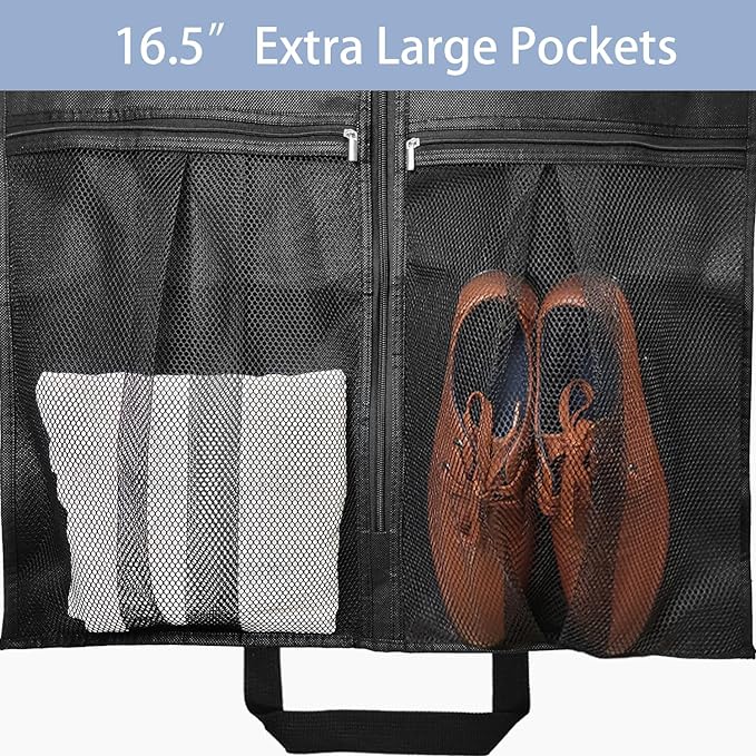8" Gusseted Heavy Duty Garment Bags for Travel 43"" Suit Bags for Closet Storage Hanging Clothes Bag with Pockets Mens Suit Holder for Shirts, Coats, Dresses, 3 Pack