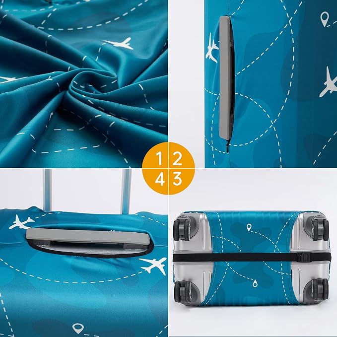Travelkin Luggage Covers With Tag For Suitcases Tsa Approved,Suitcase Covers Protector Fit 18-32 Inch Luggage M(22-25inch suitcase)