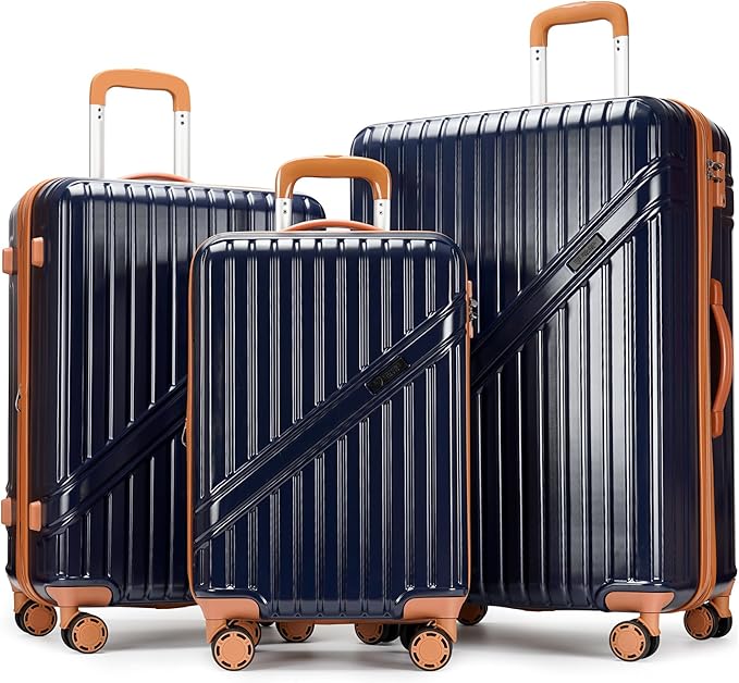 GinzaTravel Luggage Sets 3-Piece Expandable Suitcases with Wheels PC+ABS Durable Hardside Luggage sets TSA lock