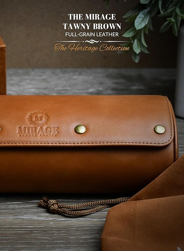 Watch Travel Case for Men – Leather Watch Roll Case Organizer – 3 Watches - Brown Full Grain Cow Leather