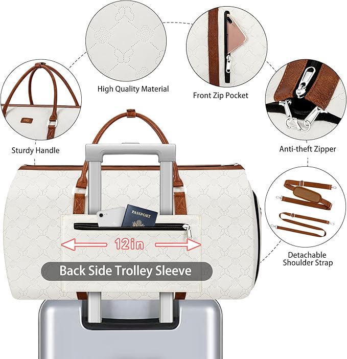 Convertible Garment Duffel Bag for Travel - Carry On Garment Bags With Toiletry Bag Large Weekender Bag for Men Women 2 in 1 Hanging Suitcase Suit Travel Duffel Overnight Bags 4pcs Set