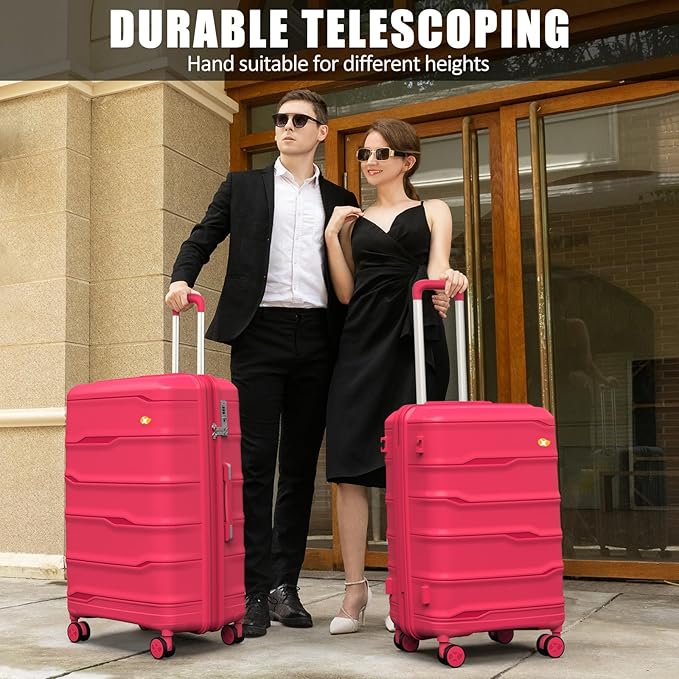 Carry On Luggage 22x14x9 Airline Approved, Hard Shell Suitcase with Spinner Wheels, PP Lightweight Luggages with TSA Lock, Carry-On Suitcases 20 Inch, Red