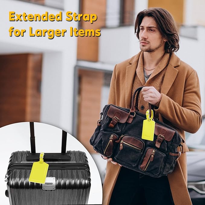 Travelambo Luggage Tags for Suitcases Faux Leather Privacy Protection 2 Pack Bag Tags Travel Accessories Essential, Light Yellow