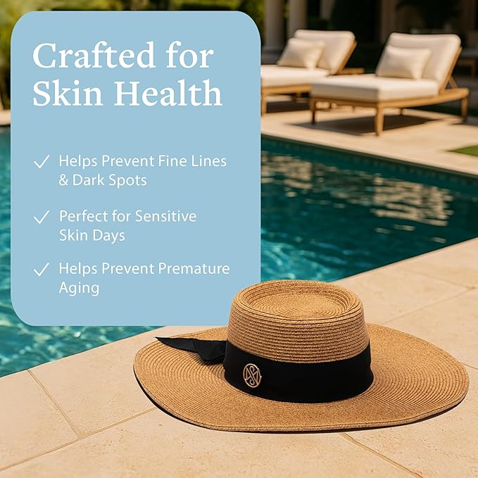 Wide Brim Sun Hat – UPF 50 Sun Protection Hat, Lightweight & Adjustable Hat, Esthetician-Designed Sun Hats for Women UV Protection, Stylish Beach & Gardening Hat Beige