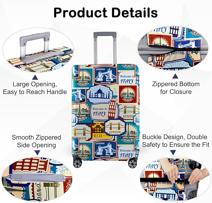 Pink Dino Suitcase Luggage Cover, Thick Suitcase Cover for Carry on Luggage Protector Fits 18-30 Inch Case