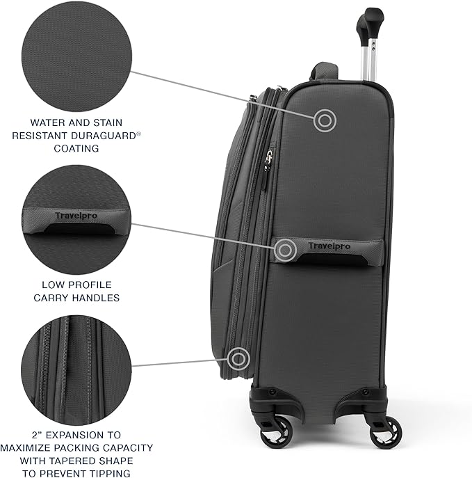 Travelpro Maxlite 5 Softside Expandable Carry-On Luggage with Spinner Wheels, Lightweight, 21-Inch — Shadow Grey