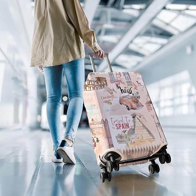Travel Luggage Cover Suitcase Protector Fits 18-32 Inch Wheel Covers PatternedTravel Related Items Flower Luggage Protector Elastic XL