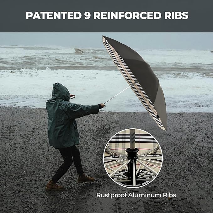 Compact Inverted Travel Umbrella, Automatic Open Close, 9-Rib 46 Inch Windproof Umbrella, Waterproof UPF 50+, Portable Umbrellas for Men, Women, Travel, and Daily Use