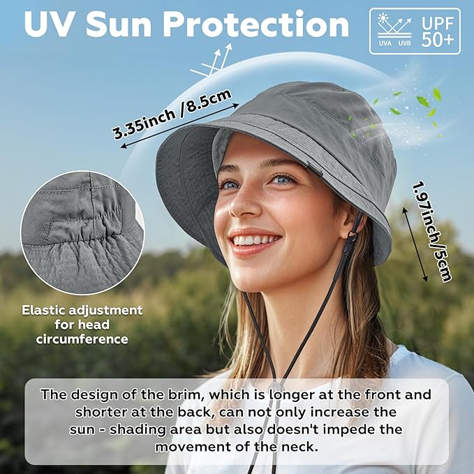 Sukeen Lightweight Bucket Hat for Women Quick-Dry Hiking Hat Packable Foldable UV Sun Hat for Outdoor Activities