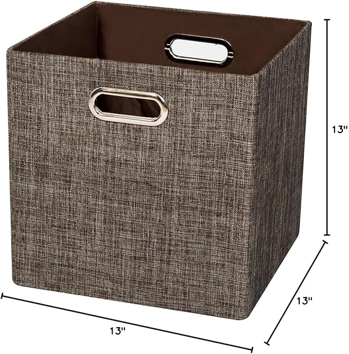 Storage Bins Cube Containers Boxes,Thick and Heavy Duty Fabric Drawers, 11×11 inch- Set of 4,Brown