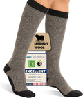 Merino Wool Compression Socks for Women Men, 15-20 mmHg Knee High Socks for Flying, Travel, Running