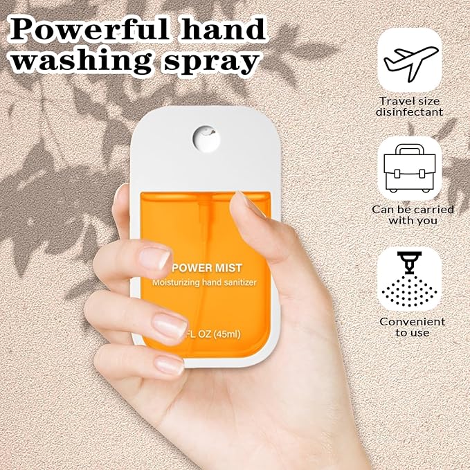 Power Mist Hydrating Hand Sanitizer Spray, Portable Travel-Size Hand Sanitizer Spray, 500-Sprays Each，Suitable for Both Adults and Children (Strawberry)