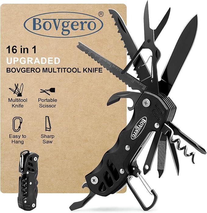 Multitool Knife, 16 in 1 Pocket Knife, Handmade Multi Tool Knife, Birthday Christmas Gift for Men Women Him Her Boyfriend Girlfriend Dad Husband, Blue