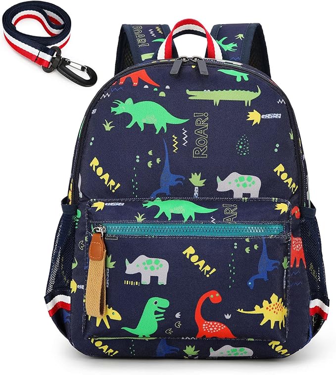 willikiva Cartoon Bus 12 Kindergarten Backpack for Kids Girls and Boys,Waterproof Preschool Toddler Backpack Wiht Leash and Safety Harness(Blue)