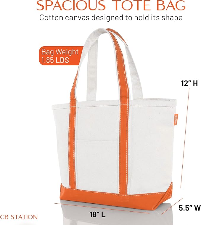 CB STATION Medium Classic Canvas Tote Bag for Women, Top Zipper Closure, Outer Pocket, Daily Essentials, Groceries, Traveling
