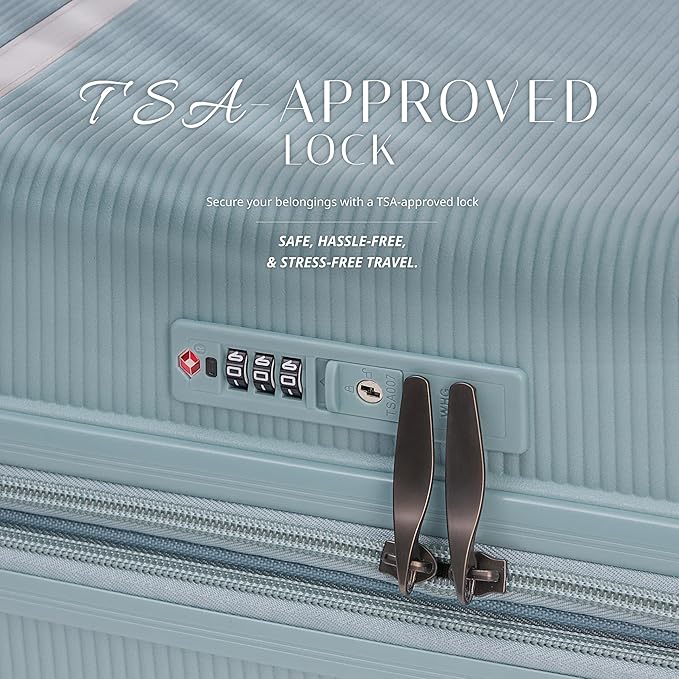 Verage Florence Hardside Carry-On Luggage with Spinner Wheels, Lightweight Expandable Suitcase with TSA Lock, Artist-Inspired Stylish Travel Luggage for Women, 20-Inch, Aqua Mist