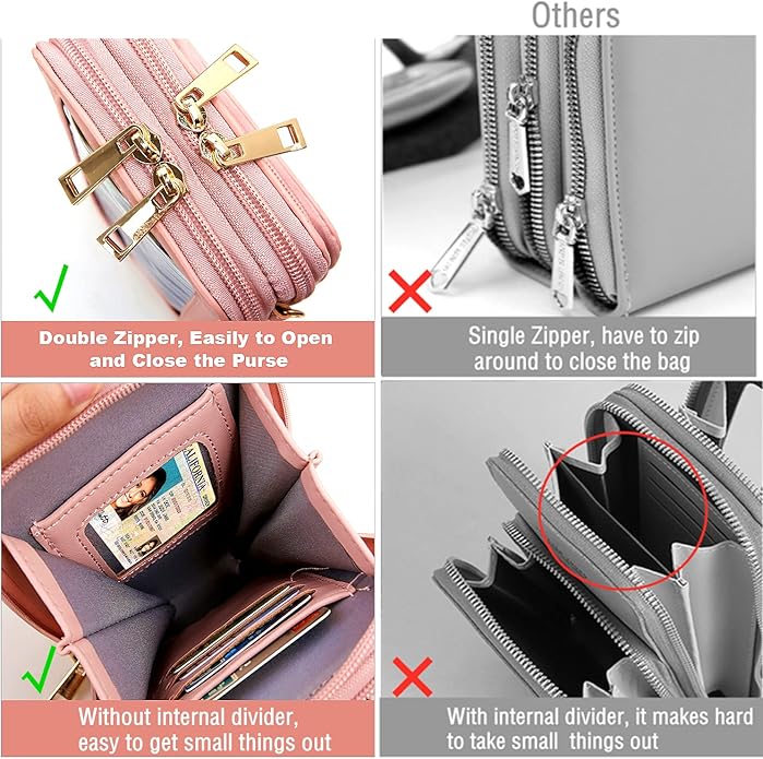 Crossbody Cellphone Purse Women Touch Screen Bag RFID Blocking Wallet Handbag Shoulder Strap