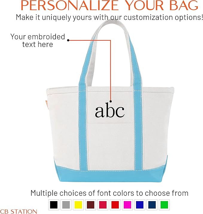 CB STATION Medium Classic Canvas Tote Bag for Women, Top Zipper Closure, Outer Pocket, Daily Essentials, Groceries, Traveling