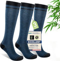 Mens Compression Socks for Men Women, 15-20 mmHg Bamboo Viscose Knee High Soft Support for Travel Daily