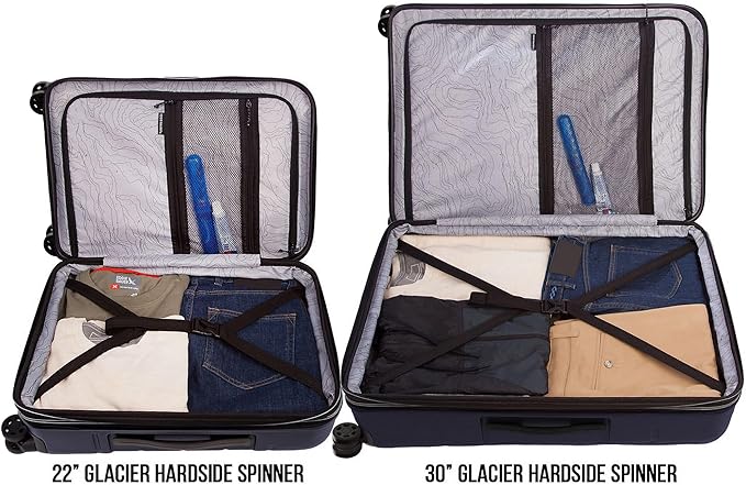 Eddie Bauer Glacier Carry-On 22" and Checked 30" Luggage | Hardside | Spinner Wheels | Expandable | Lightweight | Travel Essentials - Storm Blue
