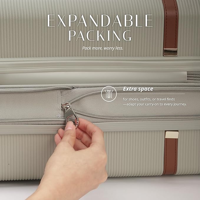 Verage Florence Hardside Carry-On Luggage with Spinner Wheels, Lightweight Expandable Suitcase with TSA Lock, Artist-Inspired Stylish Travel Luggage for Women, 20-Inch, Sage Mist