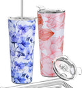 THILY Stainless Steel Vacuum Insulated Tumbler 26 oz Triple-Insulated Travel Mug with Splash-Proof Lid, for Iced Coffee and Hot Beverage, Iridaceae + Red Lotus