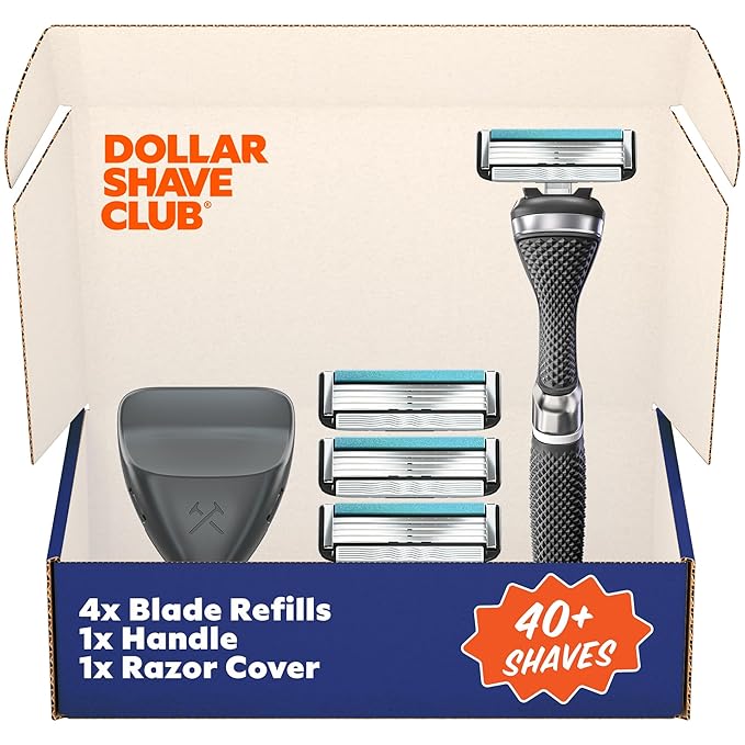 Dollar Shave Club | Travel Shave Set | 4 Swift Rinse Refill Cartridges, 1 Handle, 1 Razor Cover