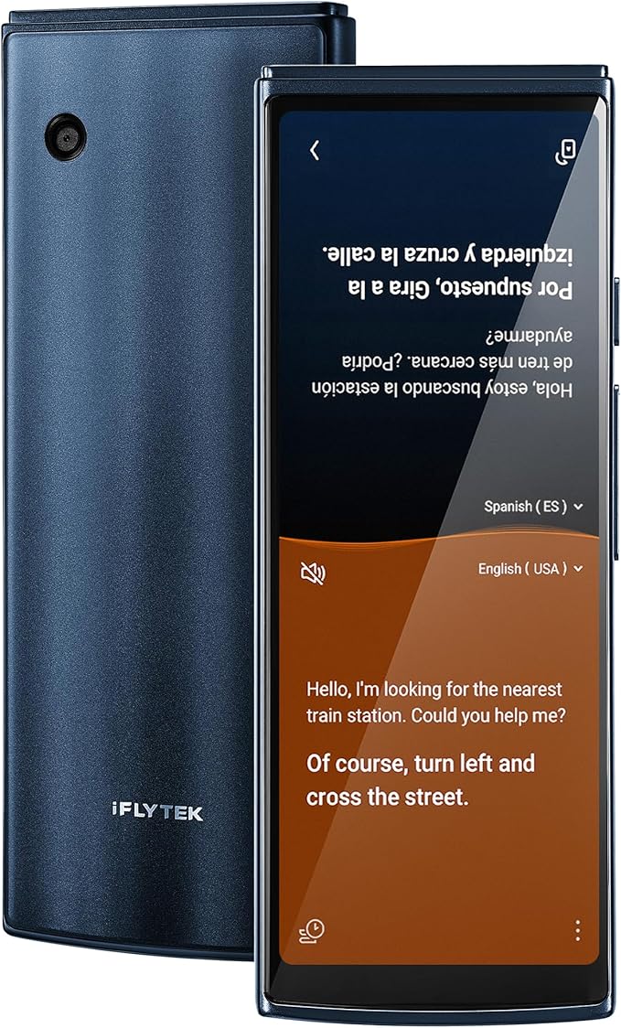 iFLYTEK AI Language Translator Device — 60 Languages, Real-Time Split-Screen & Two-Way Instant Voice Translation, 18 Offline Packs, 2-Year Global Data for K-12 Education, Business, Travel