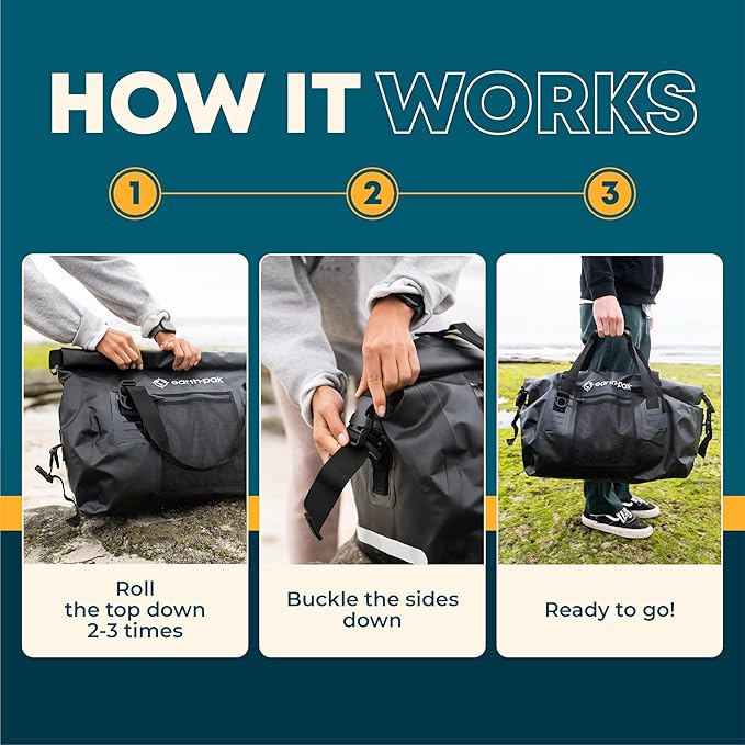 Earth Pak Waterproof Duffel Bag - Heavy Duty Motorcycle Dry Bag with Large Storage Space Perfect for Traveling, Camping, Kayaking, Fishing & Canoeing Bag 50L/70L/90L/120L Sizes