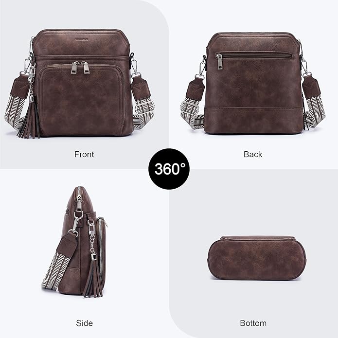 Crossbody Purse for Women,Lightweight Medium Crossbody Bag Soft Leather Women's Shoulder Handbags with Tassel