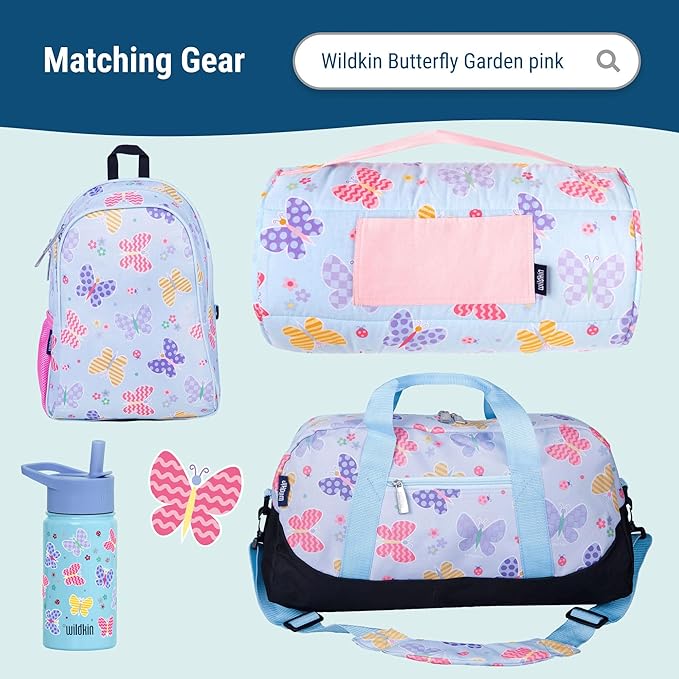 Wildkin Kids Insulated Lunch Box – Durable and Reusable for School & Travel - Butterfly Garden
