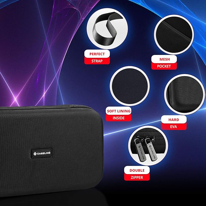 Caseling Hard Case - 9.8” x 5.6”x 2.8” - for Universal Electronics/Accessories EVA Protection Hard Travel Organizer Carrying Bag - Black