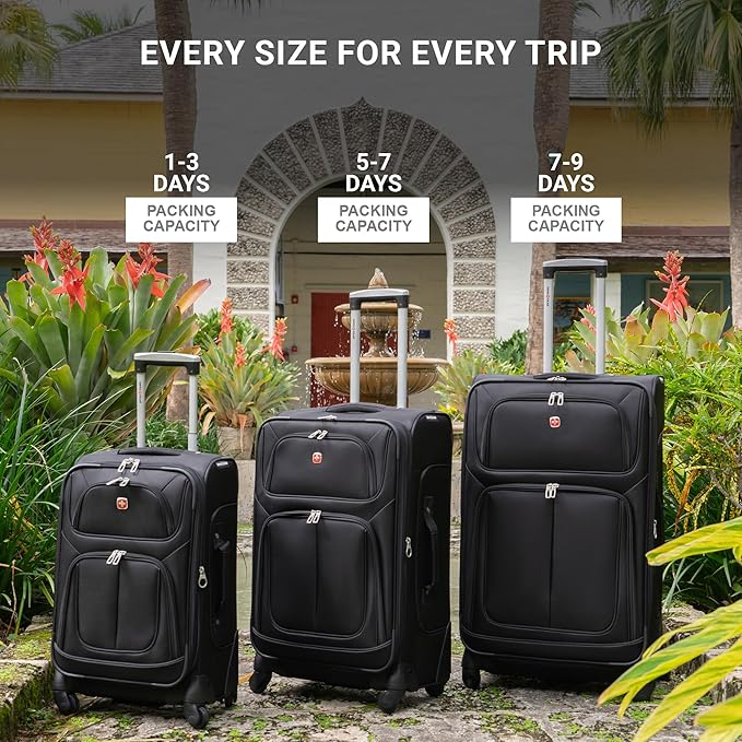 SwissGear Sion Softside Expandable Roller Luggage, Burgundy, 3-Piece Set (21/25/29)