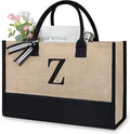 TOPDesign Initial Jute/Canvas Tote Bag, Personalized Present Bag, Suitable for Wedding, Birthday, Beach, Holiday, is a Great Gift for Women, Mom, Teachers, Friends, Bridesmaids (Letter Z)