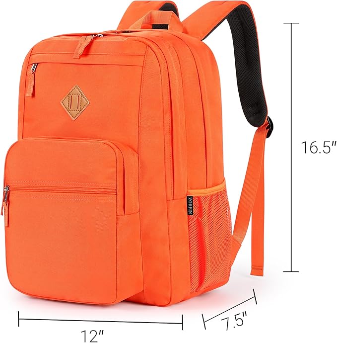 ZORFIN 26L Backpack for College, and Travel: Water Resistant Bookbag - Tangerine