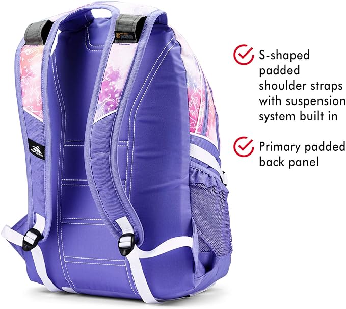 High Sierra Loop Backpack, Travel, or Work Bookbag with tablet sleeve, One Size, Unicorn Clouds/Lavender/White