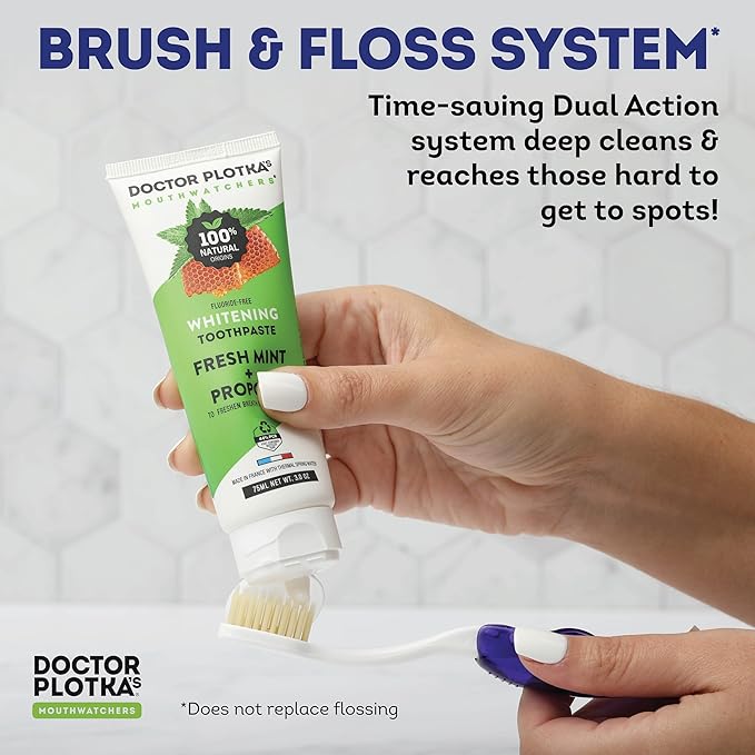 MOUTHWATCHERS Soft Flossing Folding Travel Toothbrush, 2 Pack, Red, Ultra Clean, Good for Sensitive Teeth and Gums, by Dr. Plotka's. Assorted Colors