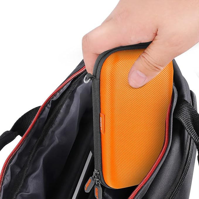 Orange Shockproof Hard EVA Carrying Case Travel Pouch for External Hard Drive, Power Bank, Cell Phone, Cable, Cord - Portable Small Electronic Accessories Organizer Storage Zipper Pouch