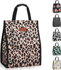 Lunch Bags for Women Insulated Reusable Lunch Tote with Internal Pocket, Lunch Tote bag for Work (Leopard)