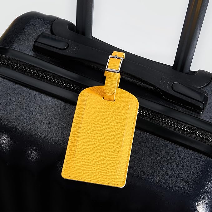 3 Pack Luggage Tags for Suitcases, TSA Approved Bag Tags, Baggage Tags with Privacy Protection, Travel Essentials Luggage Accessories, Energetic Yellow