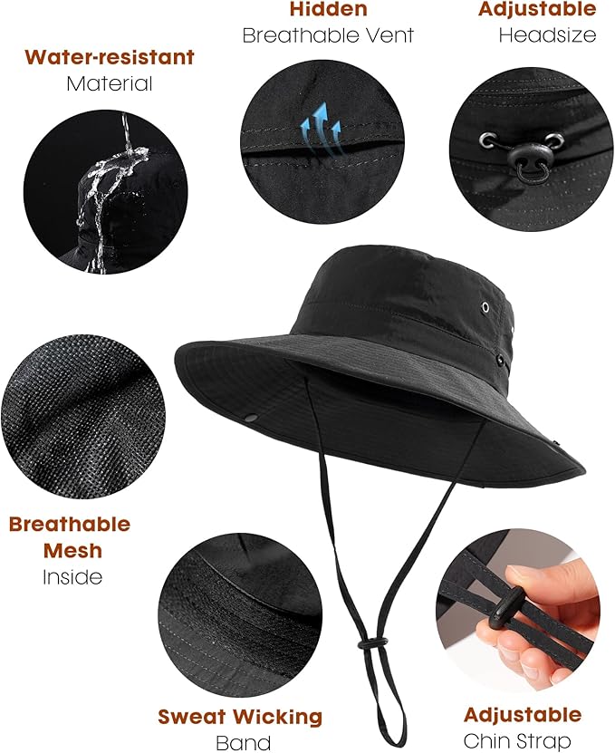 FURTALK Sun Hats for Women with Ponytail Hole Wide Brim Beach Bucket Hat UPF 50+ Fishing Hiking Outdoor Hats