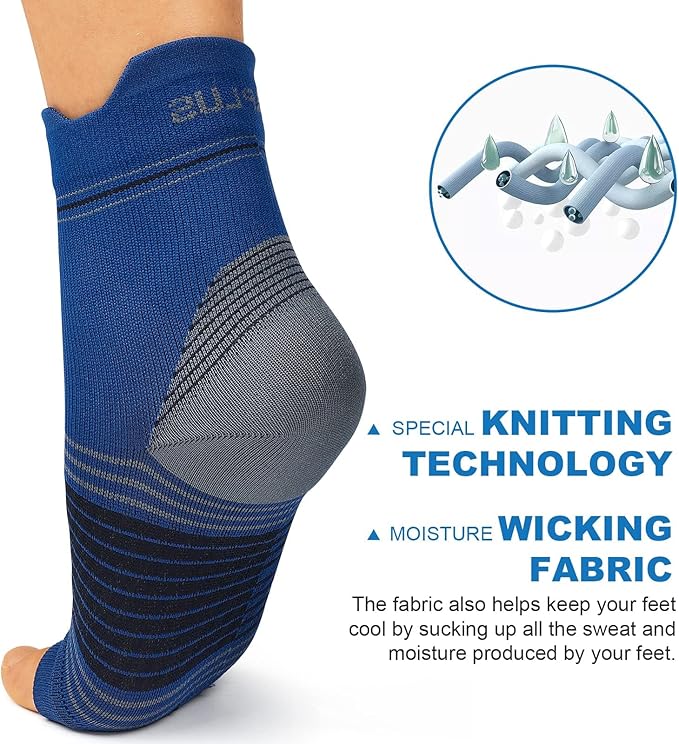 Plantar Fasciitis Sock (6 Pairs) for Men and Women, Compression Foot Sleeves with Arch and Ankle Support (Black, Nude, Navy, X-Large)