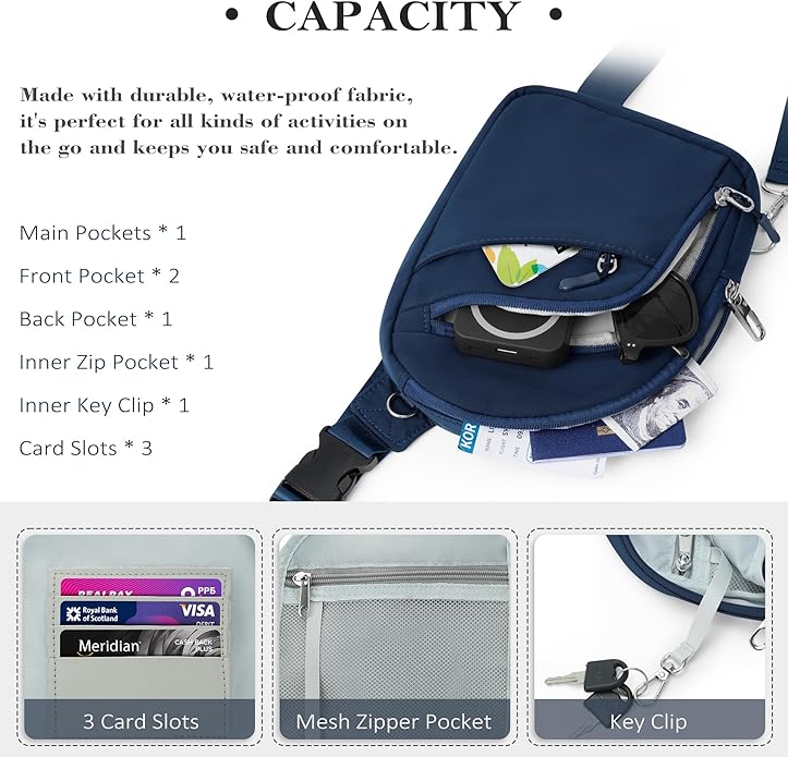 TOPEAST Anti Theft Crossbody Bag for Women Men, Small Sling Bag Crossbody Bags for Women Travel Sport Hiking Workout