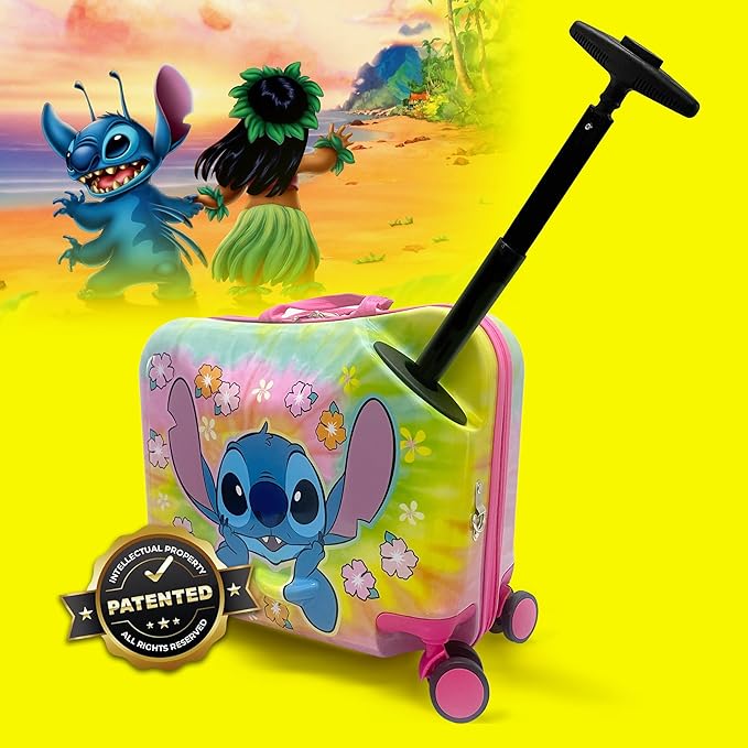 Fast Forward 18" Lilo And Stitch Kids Ride on Luggage-HardShell Rolling Travel Suitcase-Lightweight Ride On Suitcase For Kids