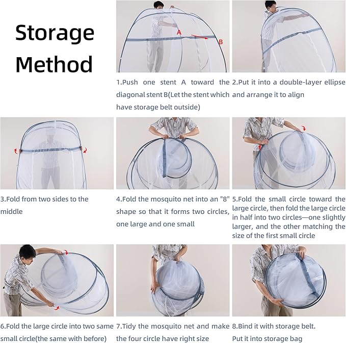 lazyzzz Pop-Up Mosquito Net Tent for Bed,Portable Folding Design Outdoor Camping Tent with Net Bottom for Baby Adults, Easy to Install and Wash for Queen Size Bed 79 x 59 x 59 inch