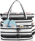 LEDAOU Large Beach Tote Bag Women Waterproof Sandproof Zipper Beach Tote Bag for Pool Gym Grocery Travel with Wet Pocket