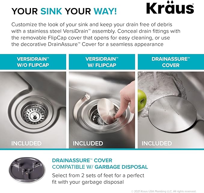 KRAUS Dex 17-Inch Undermount Single Bowl TRU16 Gauge Stainless Steel Kitchen Bar Sink with DrainAssure WaterWay and VersiDrain Assembly in Radiant Pearl Finish, KD1US17B