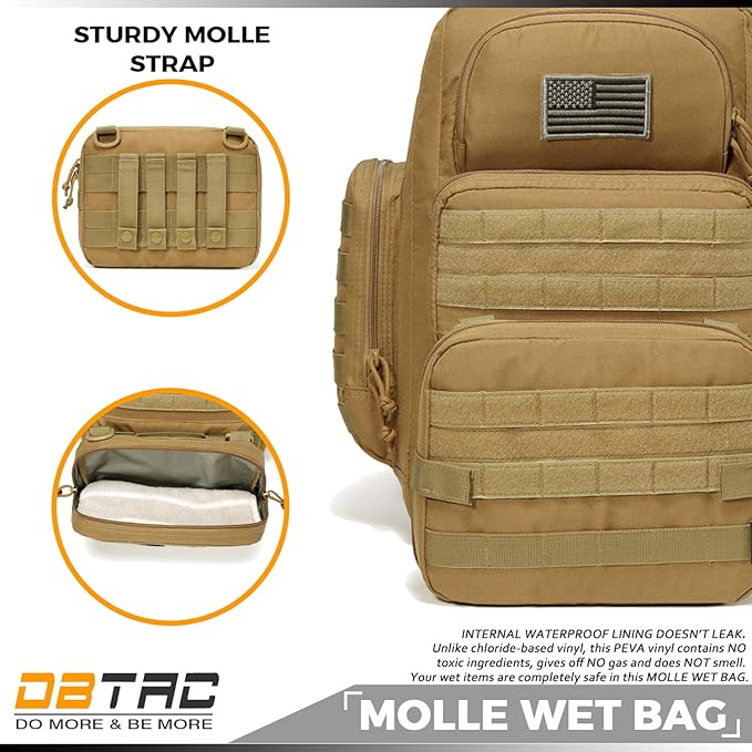 Diaper Bag Backpack for Dad, DBTAC Large Baby Nappy Bag for Men w/Changing Mat, Insulated+Wipe Pockets, Stroller Straps, Tan